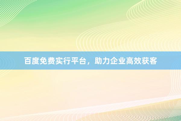 百度免费实行平台，助力企业高效获客